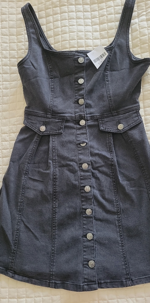 F21 Black Denim Dress sz L - Picture 2 of 7